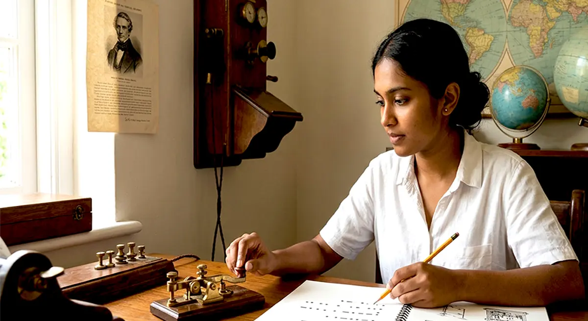 Vintage telegraph equipment and Morse code history — keys, wires, and early communication tools